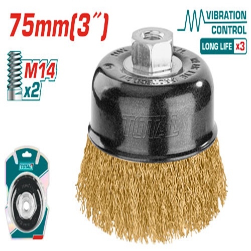 فرشاية سلك نحاس 2" TOTAL TAC31035 Cup wire brush 