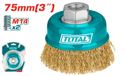 فرشاية سلك نحاس 3" TOTAL TAC31031 Cup wire brush with nut 75MM