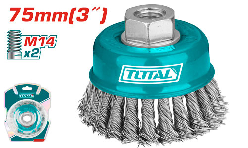 فرشاية سلك 3" مجدول TOTAL TAC32031 Cup twist wire brush with nut 75mm