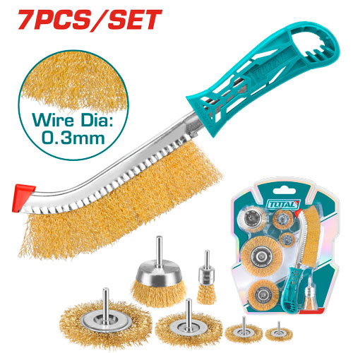 Total TAC310071 7 Pcs wire brush set طقم فراشي نحاس 7 قطع