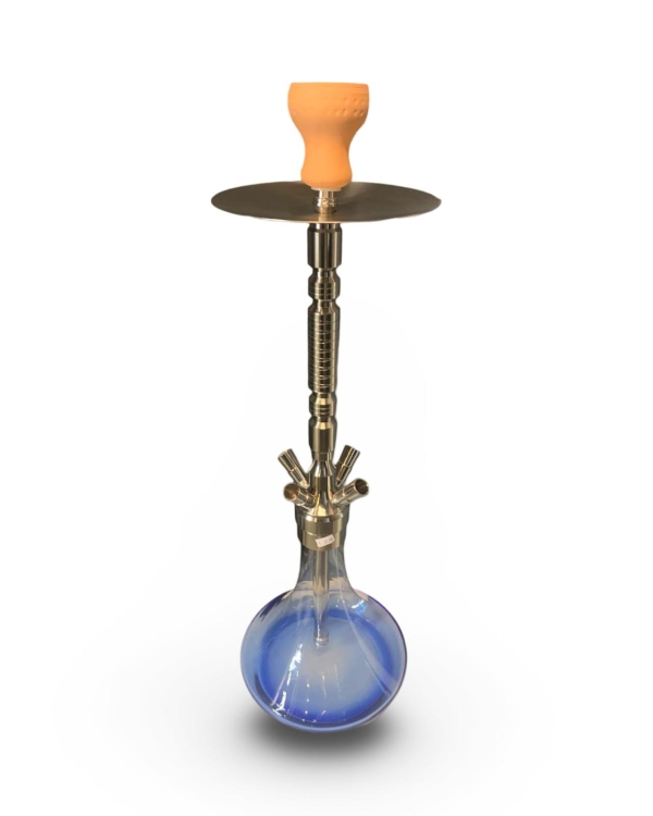 SUN Hookah Almani   - Complete Set - Stainless Steel + Blue Glass Color 