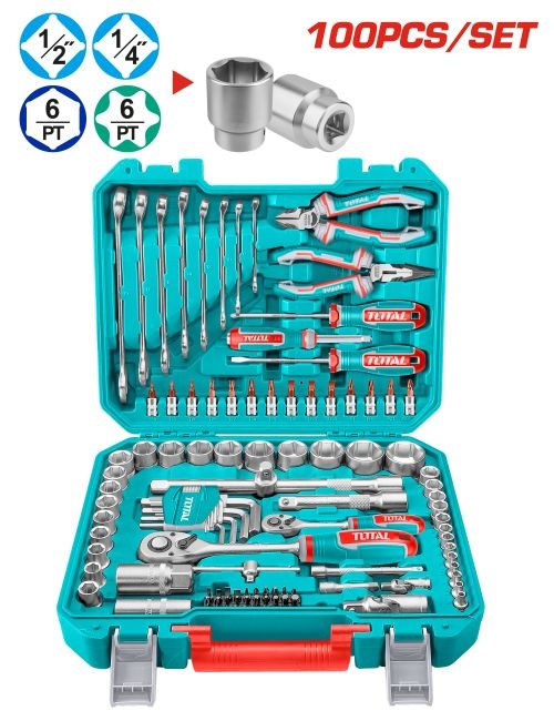 Total THKTHP21006 100 Pcs tools set طقم عده 100 قطعة 