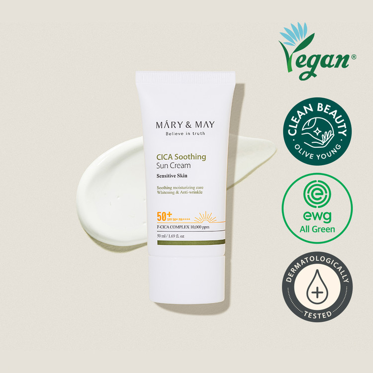 Mary&May, Vegan CICA Soothing Sun Cream SPF50+ PA++++ 