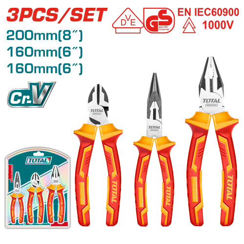 Total THT2K0302  3pcs insulated pliers set طقم زراديات معزول 3 قطع