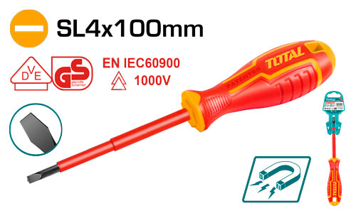 TOTAL THTIS4100 Insulated Screwdriver 4.0×100 1000v مفك عادي معزول