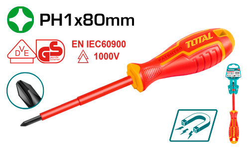 TOTAL THTISPH180 Insulated Screwdriver PH1×80 مفك مصلب معزول