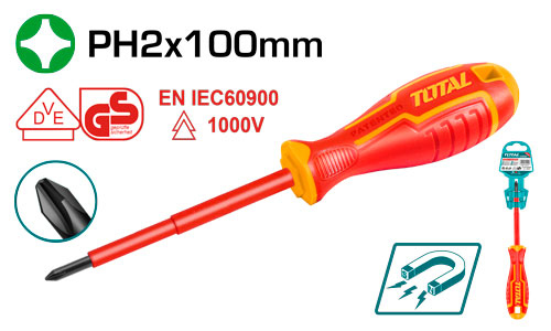 TOTAL THTISPH2100 Insulated Screwdriver PH2×100 مفك مصلب معزول