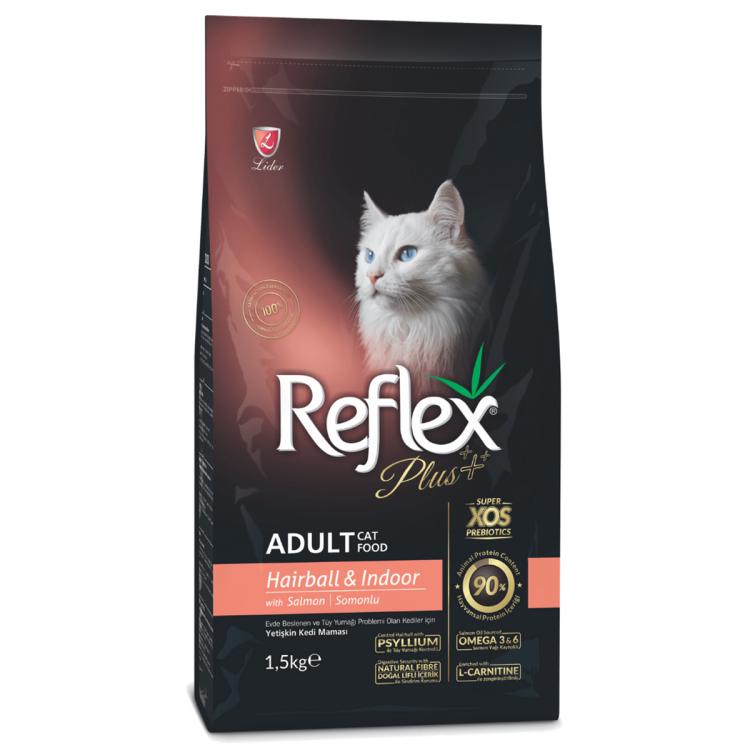 reflex plus salmon hairball and in door adult cat food