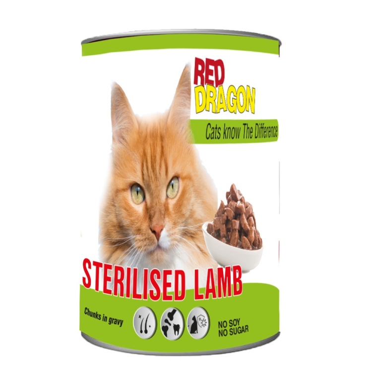 Red dragon wet food srelised Lamb عدد 24 عليه