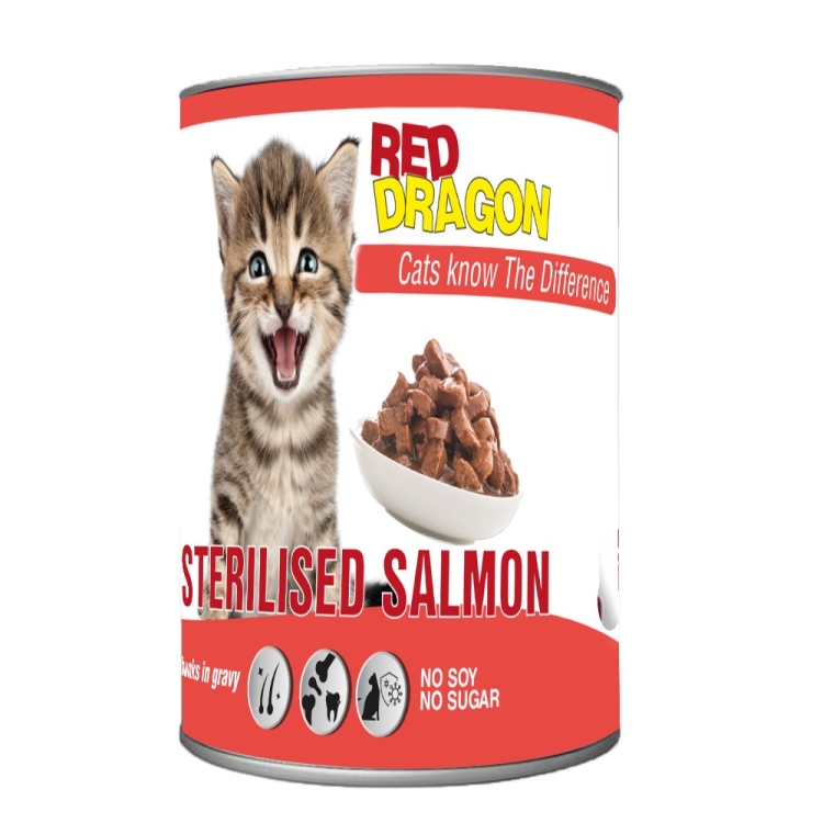 Red dragon wet food srelised Salmon عدد 24 عليه
