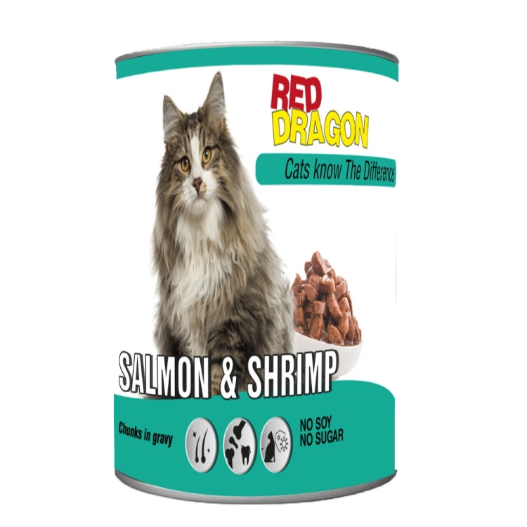 Red dragon wet food Salmon & Shrimp عدد 24 علبه