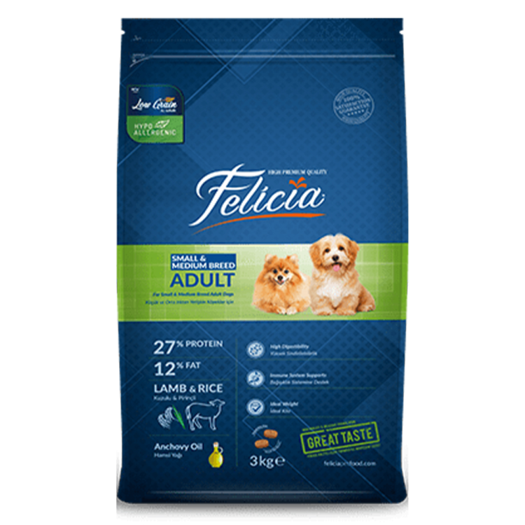 Felicia dog food for small and medium breeds