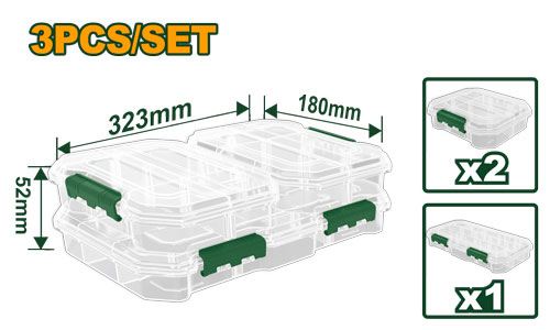 Jadever JDTB8343 طقم علب بلاستيك شفاف 3 قطع