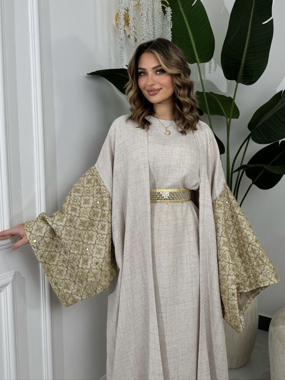 Long Sleeve Dress With Abaya (دهبي) جلابية ماسة 