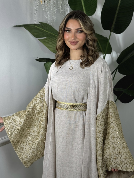 Long Sleeve Dress With Abaya (دهبي) جلابية ماسة 