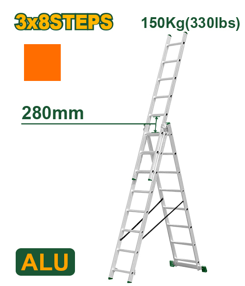 Jadver JDLD6H38 سلم متعدد 3 حركات ارتفاع 5 متر