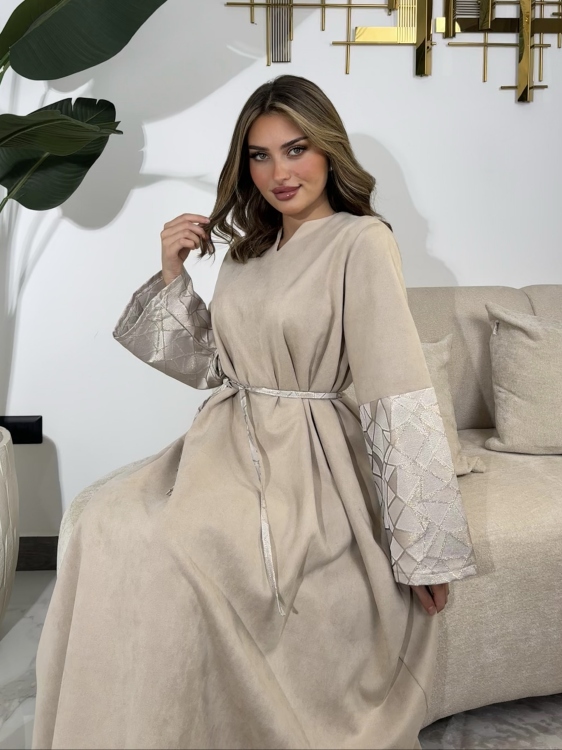 Abaya Dress With Belt جلابية ليالي (نقشة 1)