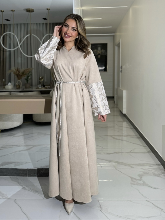 Abaya Dress With Belt جلابية ليالي (نقشة 1)