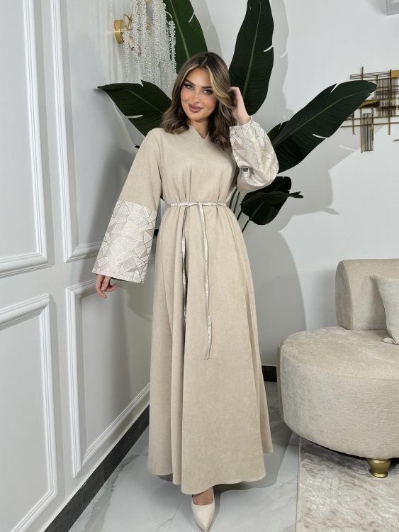 Abaya Dress With Belt جلابية ليالي (نقشة 1)