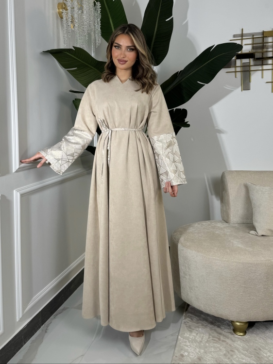 Abaya Dress With Belt جلابية ليالي (نقشة 1)