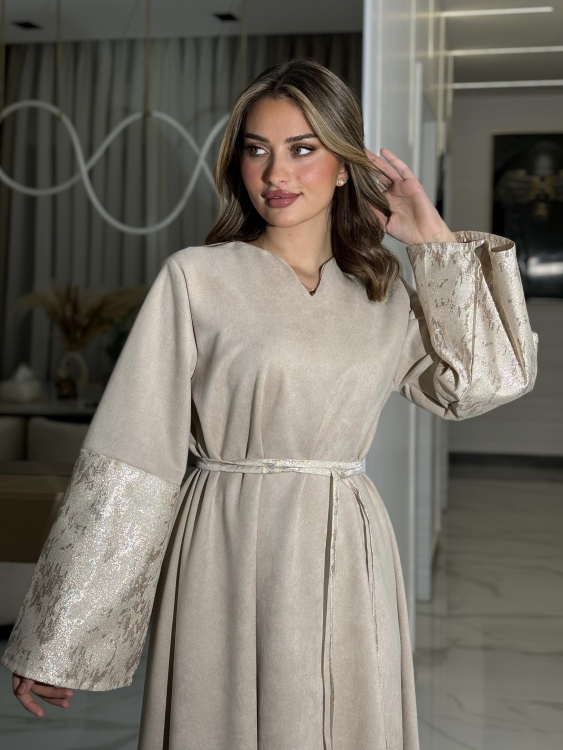 Abaya Dress With h Belt جلابية ليالي (نقشة2 )