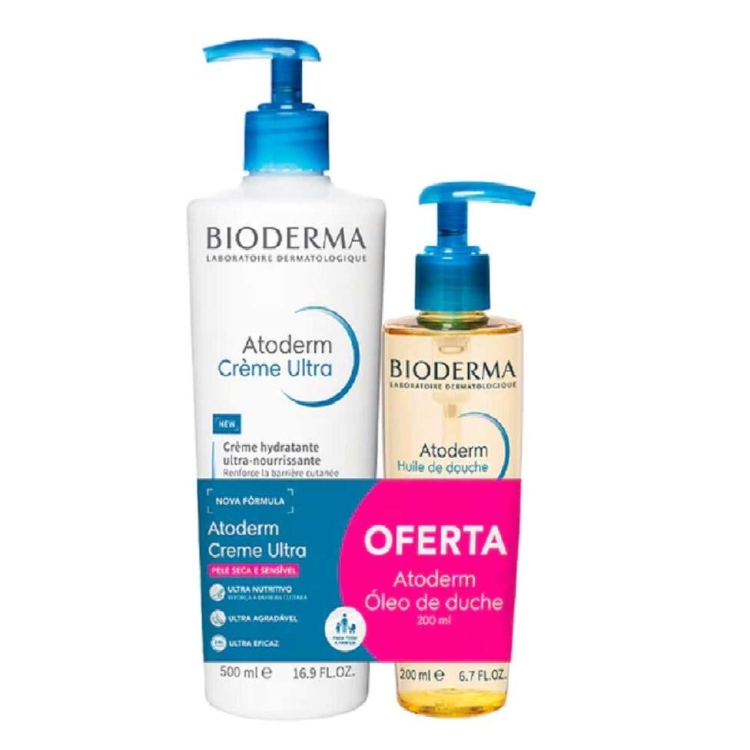 Bioderma, Atoderm Ultra Dry Skin Cream 500mL + Shower Oil 200ml