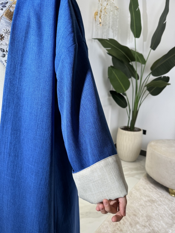  Cape Jalabiya & Long Sleeve Dress (Blue) الملكة 