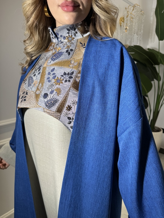  Cape Jalabiya & Long Sleeve Dress (Blue) الملكة 