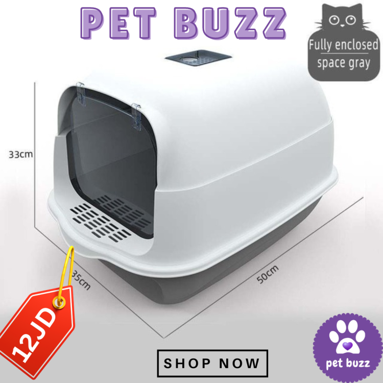 Fully enclosed cat litter box with door can be divided double