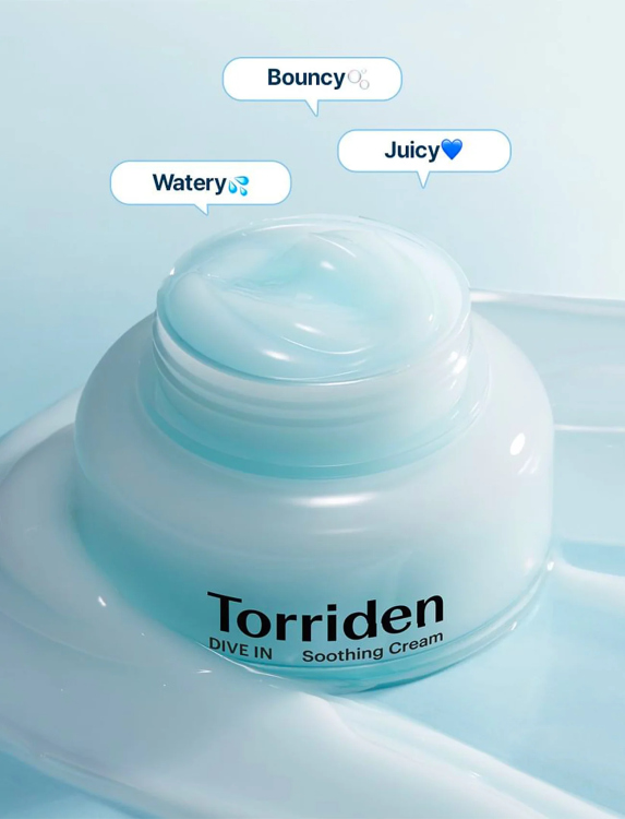 Torriden DIVE-IN SOOTHING CREAM مرطب جل بالهايلرونيك اسد قوام مائي