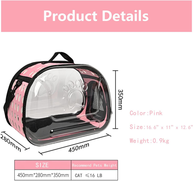 Space Capsule Transparent Portable Bags Foldable Handbag for Pets Dogs Kitten Puppies,Designed for Travel, Hiking, Walking & Outdoor Use