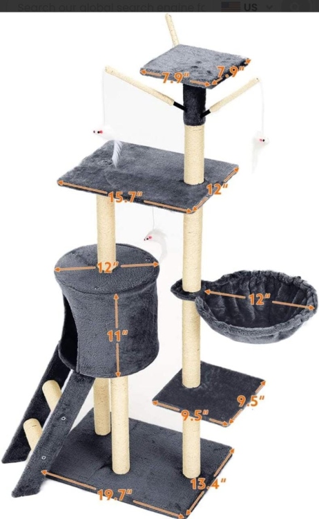 Climbing Tower Frame with Hammock Nest Scratching Post Toy , Pet Jumping Furniture