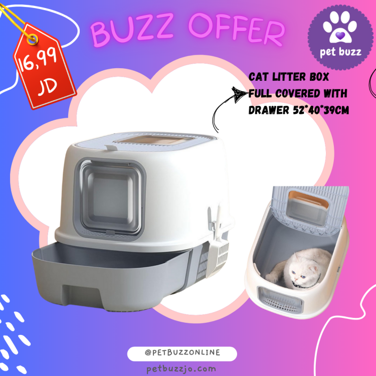 Closed Litter Box with Top and Side Openings and Drawer (54*40cm)