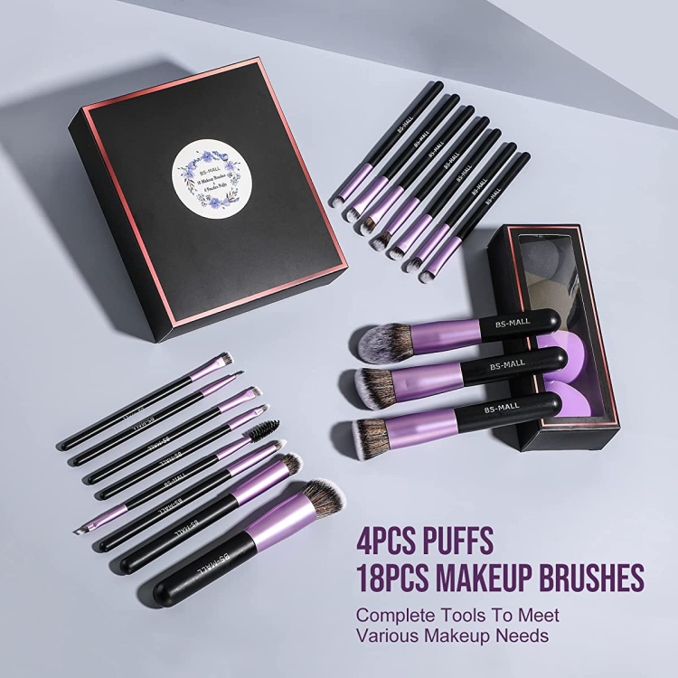 BS-MALL , Makeup Brushes Premium Synthetic 22 Pcs   طقم فراشي مكياج 22 قطعة  