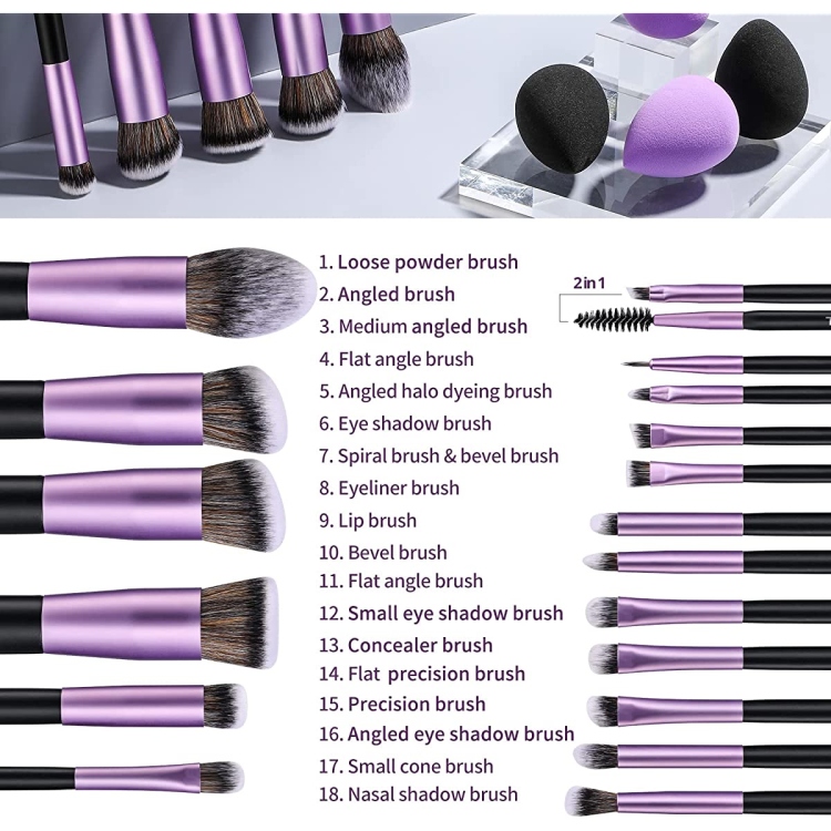 BS-MALL , Makeup Brushes Premium Synthetic 22 Pcs   طقم فراشي مكياج 22 قطعة  