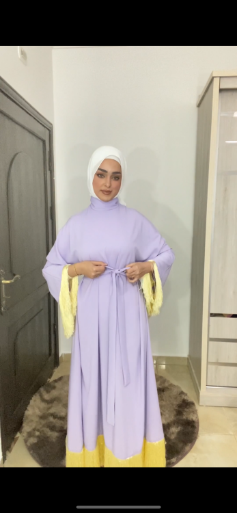 عباية داليا باللون النهدي الاصفر 