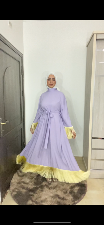 عباية داليا باللون النهدي الاصفر 