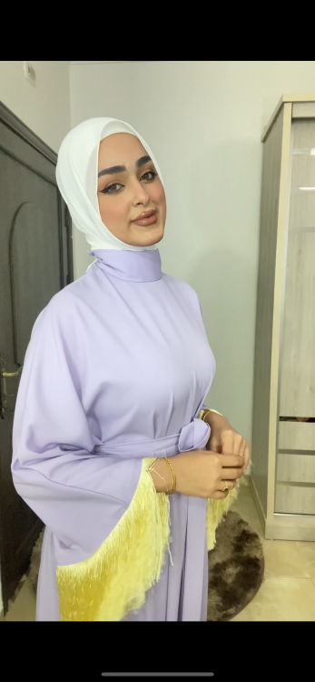 عباية داليا باللون النهدي الاصفر 