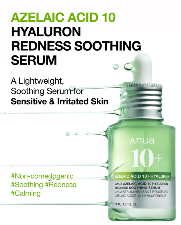 Anua, Azelaic Acid 10 Hyaluron Redness Soothing Serum
