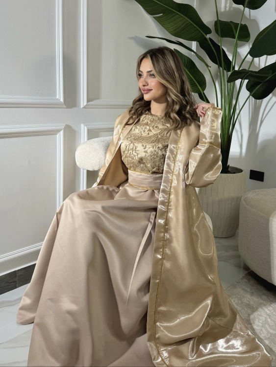 جلابية الأميرة بشت وفستان Two Piece Jalabiya With Belt 