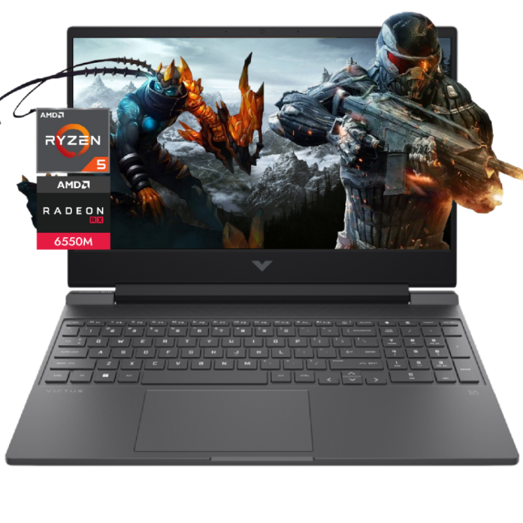 HP VICTUS 15 GAMING LAPTOP AMD RYZEN 5 7535HS AMD RADEON™ RX 6550M 4GB GDDR6 15.6'' FHD 144HZ DISPLAY 16GB DDR5 (CUSTOMIZED) WINDOWS 11 HOME