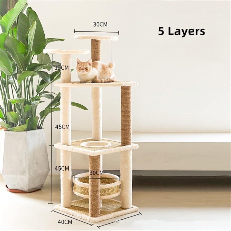 Cat Tree Multi-layer Cat Tower Household Furniture Cat Tree With Scratching Column 