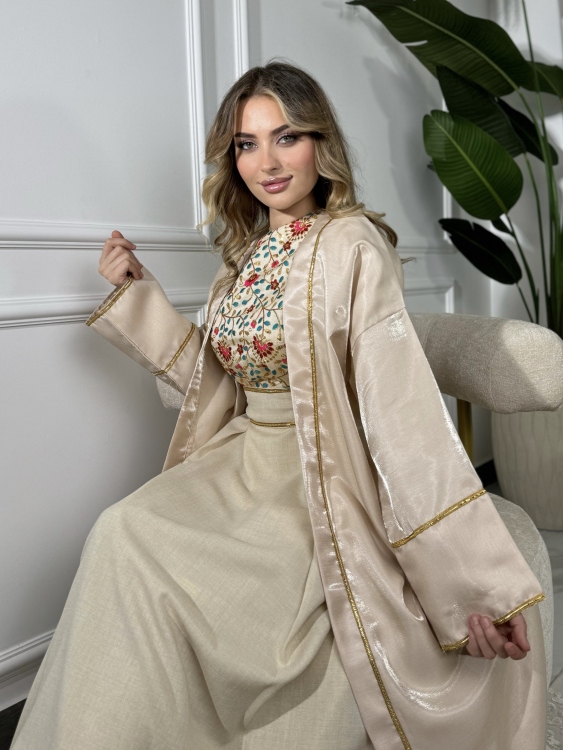 Geo Print Collar Print Two Piece Jalabiya الاميرة نقشة مورد