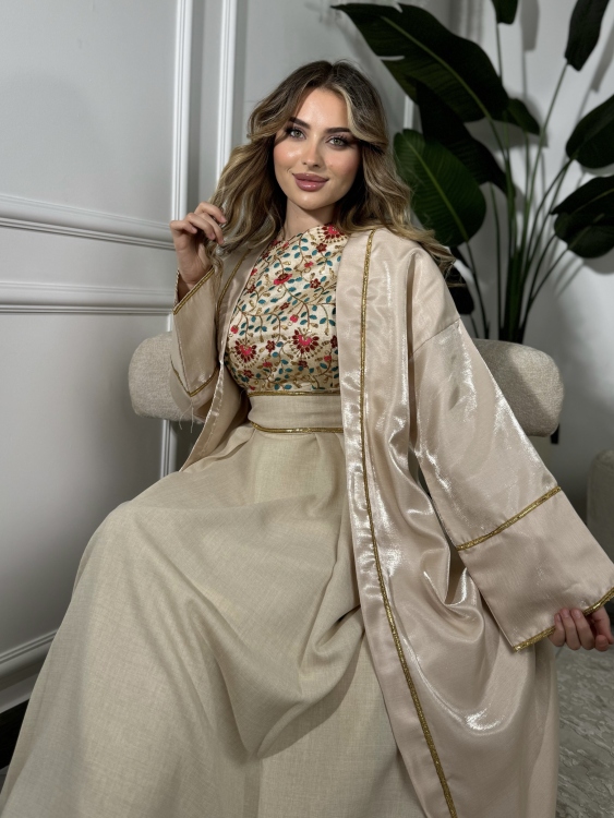 Geo Print Collar Print Two Piece Jalabiya الاميرة نقشة مورد