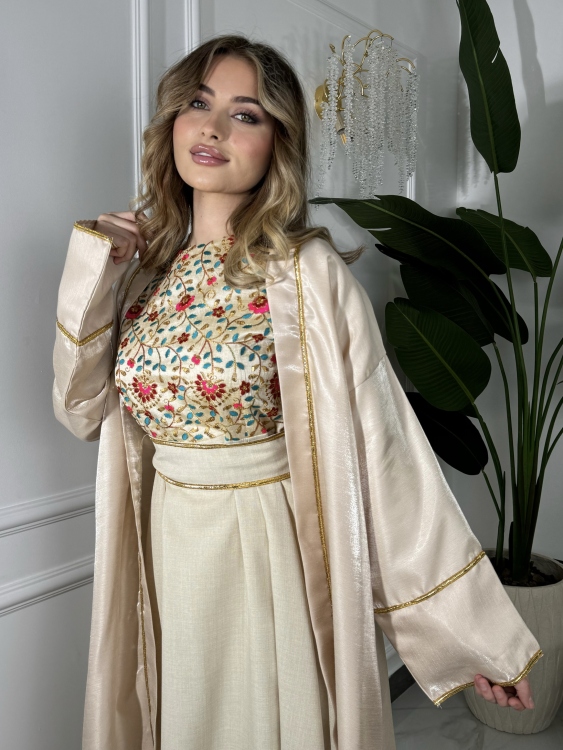 Geo Print Collar Print Two Piece Jalabiya الاميرة نقشة مورد