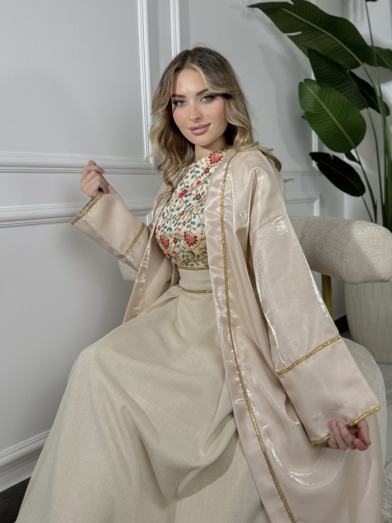 Geo Print Collar Print Two Piece Jalabiya الاميرة نقشة مورد