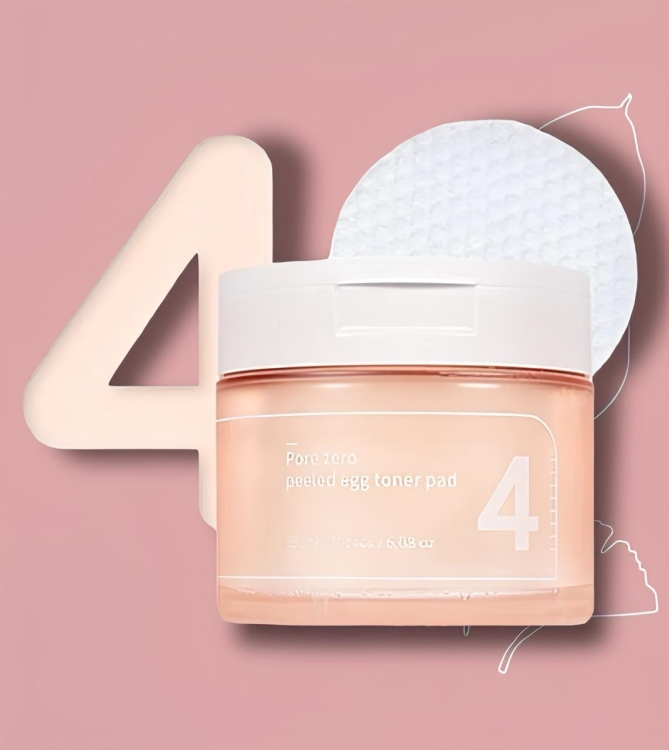 Numbuzin No.4 Pore Zero Peeled Egg Toner Pad مسحات للبشرة لتضيق المسام 