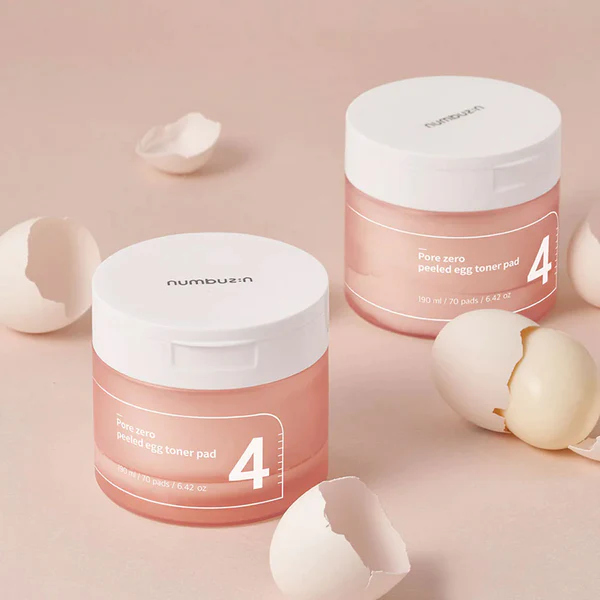 Numbuzin No.4 Pore Zero Peeled Egg Toner Pad مسحات للبشرة لتضيق المسام 