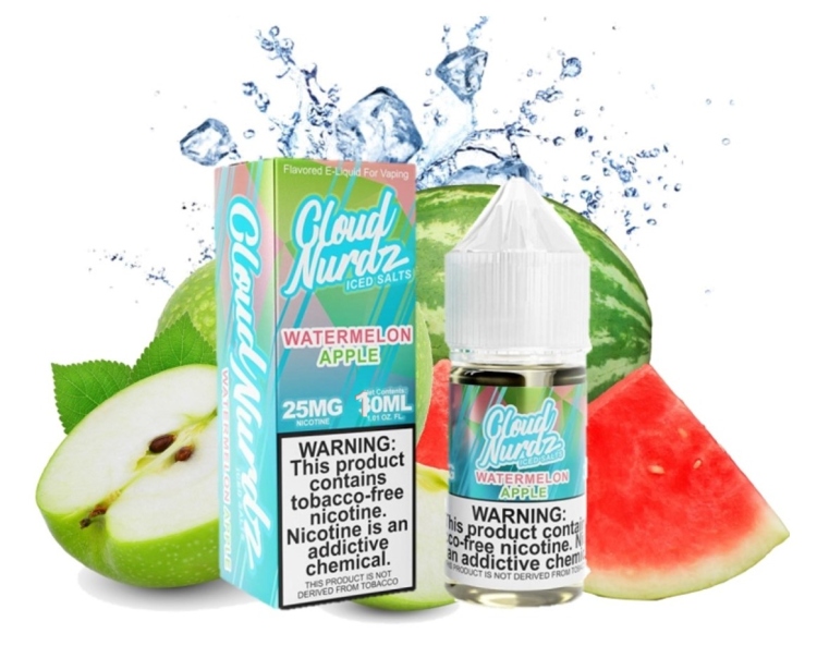 Cloud Nurdz -  Iced Watermelon Apple  -  SaltNic Vape Juice 