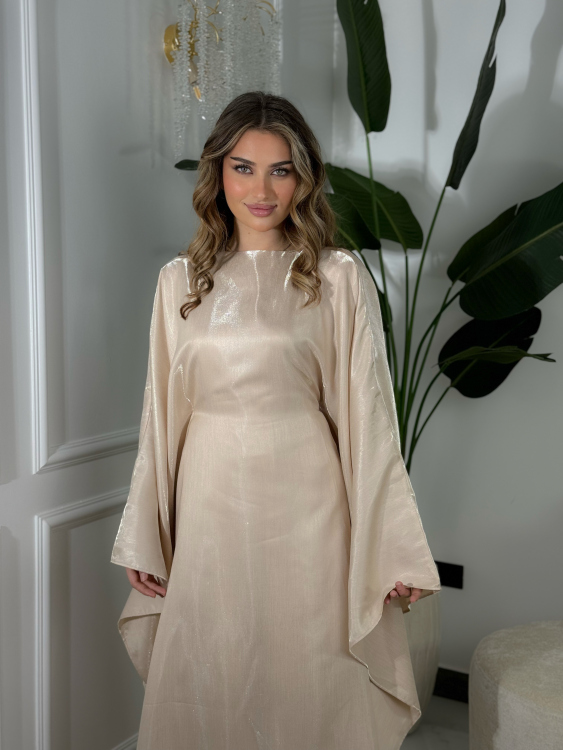 جلابية ملاك (بيج)Batwing Sleeve Long Dress